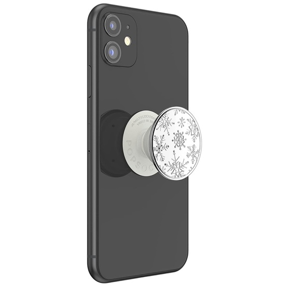 POPSOCKET White Silver Snowflake PREMIUM Metal Universal Pop Grip Phone Stand - Picture 6 of 10